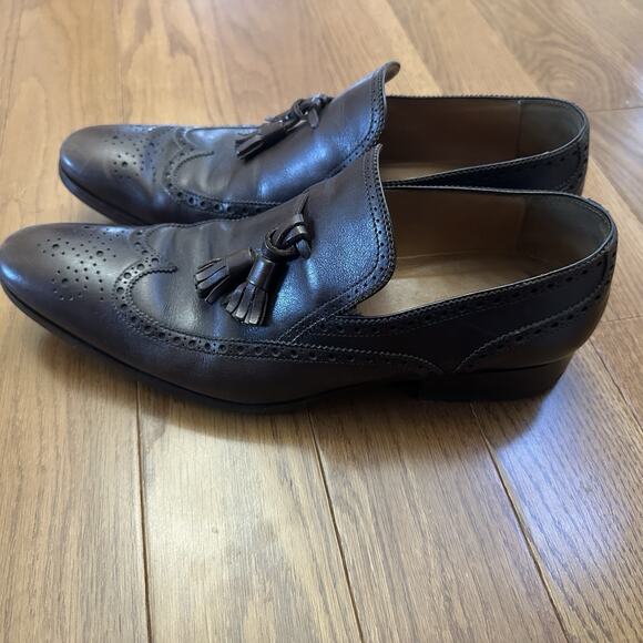 Gucci Mens 8 Brown Leather Tassel Designer Dress Slip On Italian Loafers Shoes - Picture 4 of 13